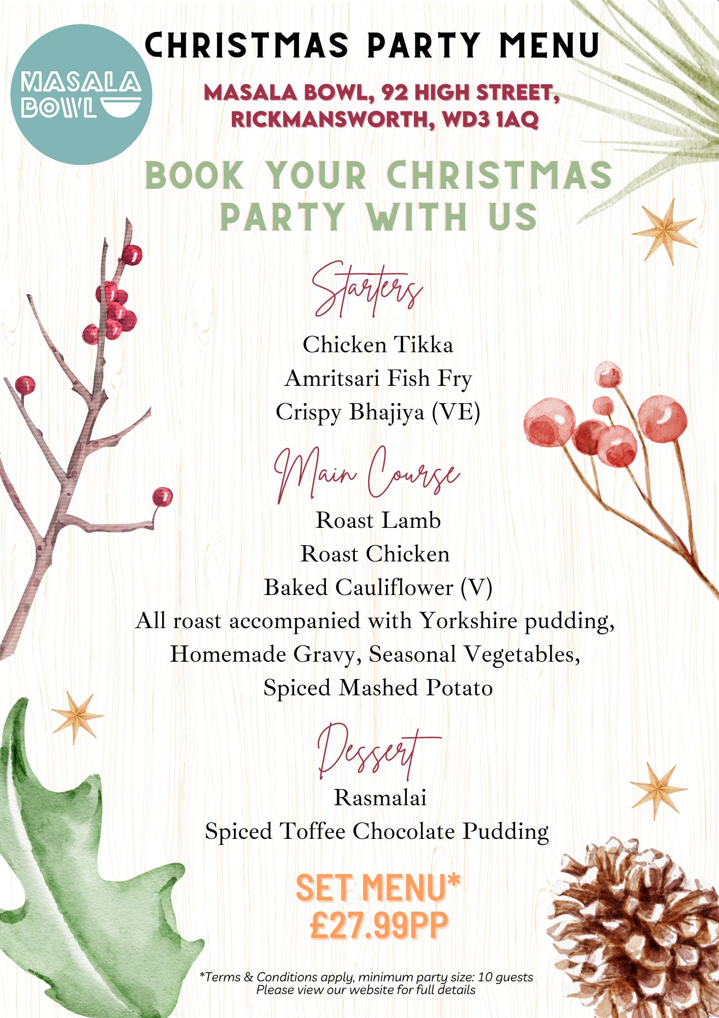 Christmas Party Menu