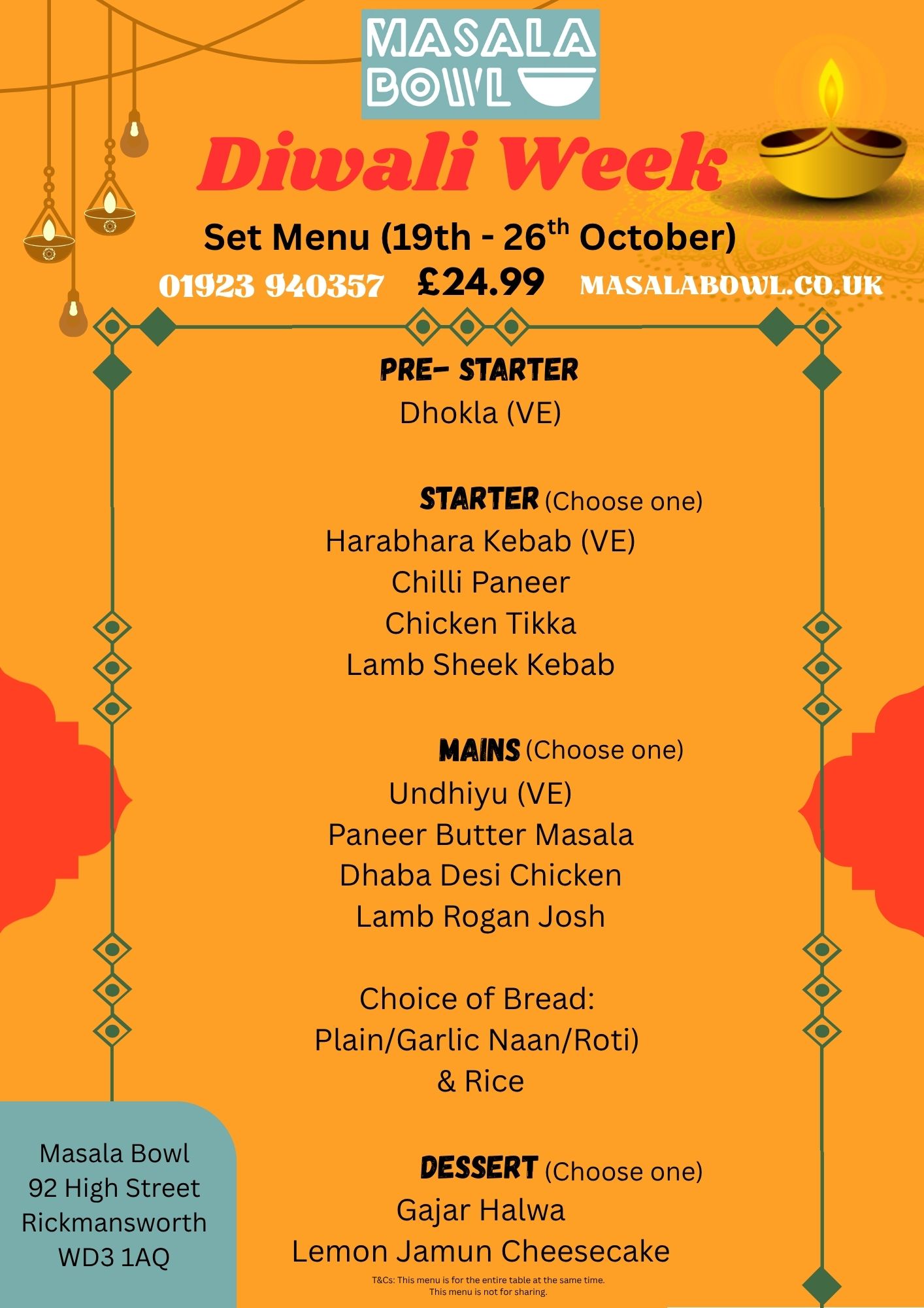 Diwali Week Menu