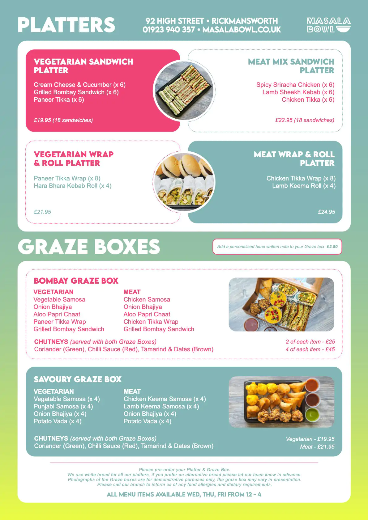 Platter & Graze Box Menu